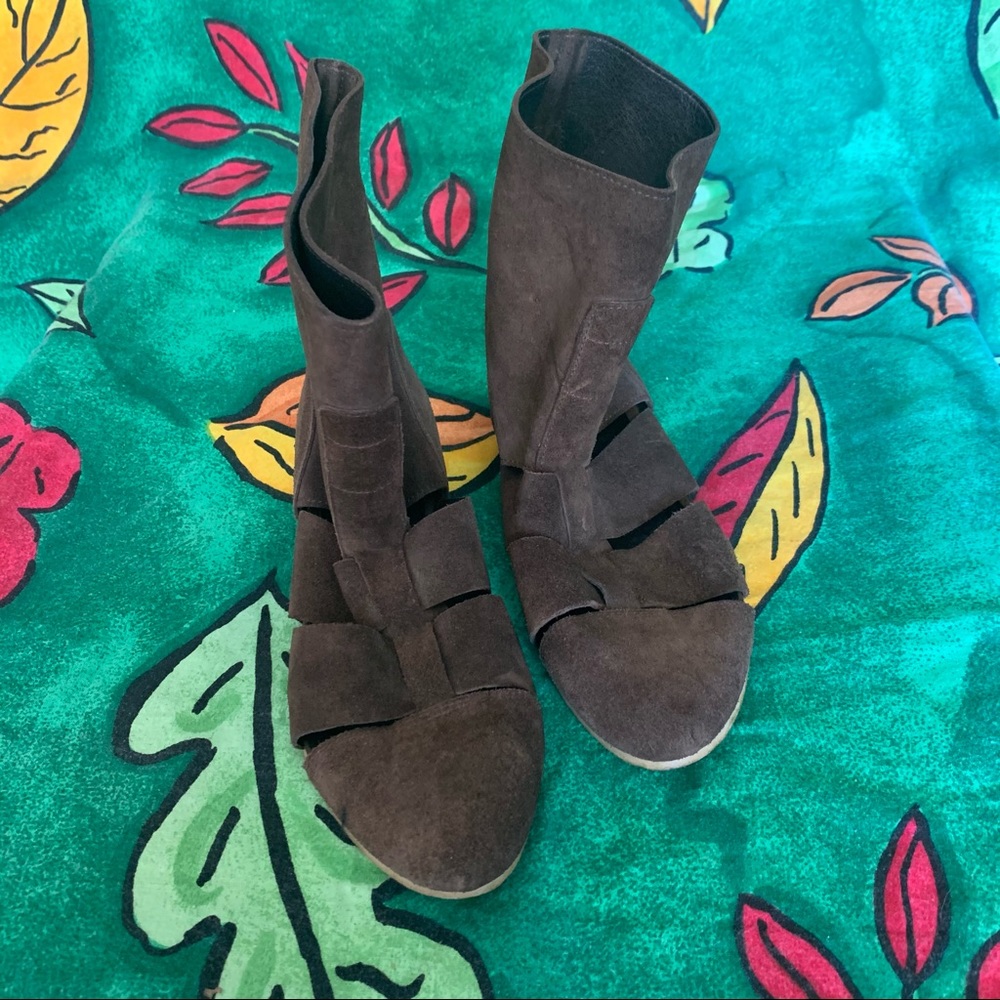 Chocolate Brown Vintage Peep Booties